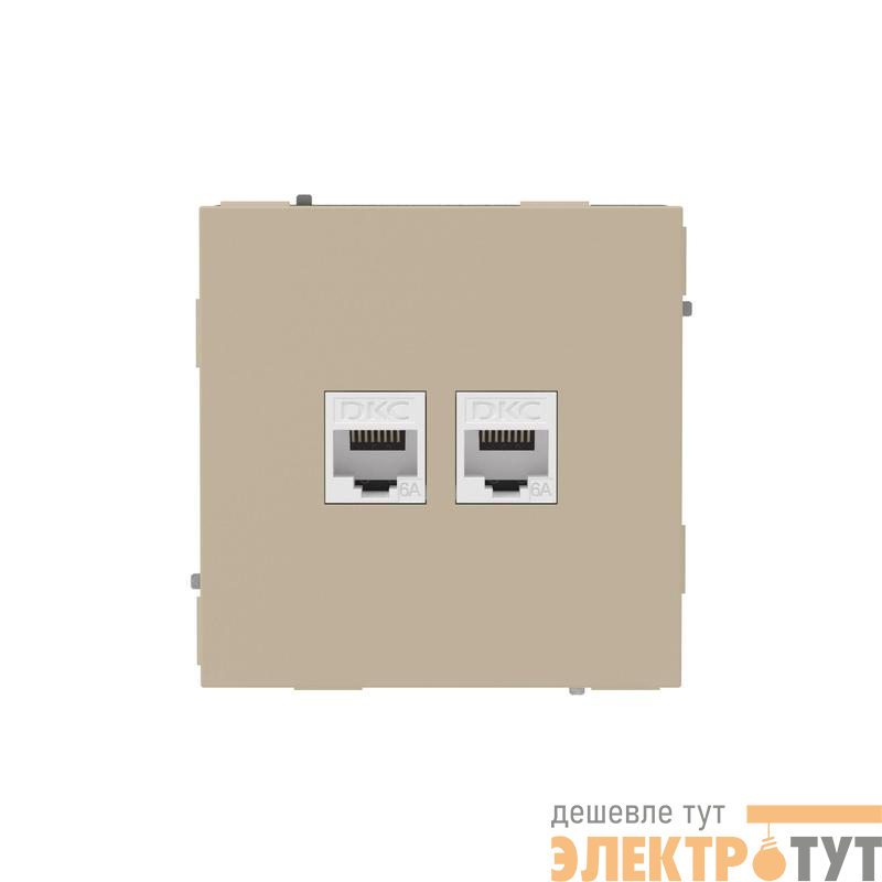 Розетка компьютерная 2-м KANT RJ45 кат.6A без шторки ванильн. марципан DKC 7015674