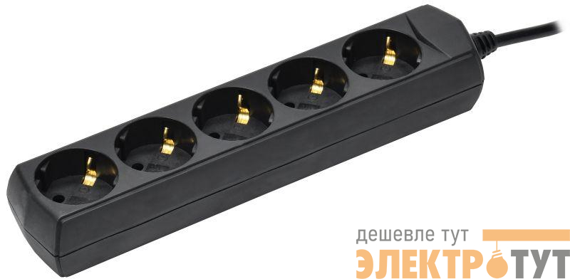 Удлинитель 5х3м с заземл. 10А IP20 У05 250В ПВС 3х1 черн. GENERICA WYP10-10-05-03-Z-K02-G