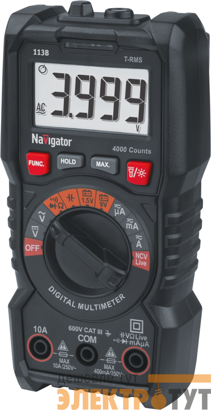 Мультиметр 95 766 NMT-Mm-113B True RMS с авто выбором значений Navigator 95766
