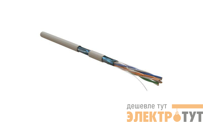 Кабель витая пара F/UTP кат.5E 4х2х0.51мм 24AWG solid PVC FUTP4-C5E-S24-IN-PVC-GY-305 сер. (м) Hyperline 42052