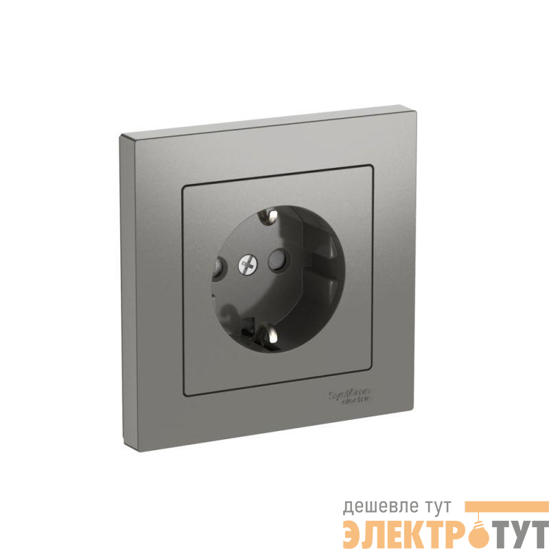 Розетка AtlasDesign 16А с заземл. защ. шторки быстрозажим. клем. в сборе сталь SE ATN000944S