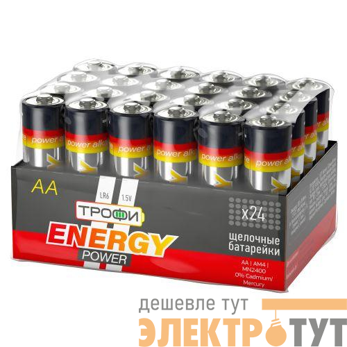 Элемент питания алкалиновый AA/LR6 LR6-24 bulk ENERGY POWER Alkaline (уп.24шт) Трофи Б0035376