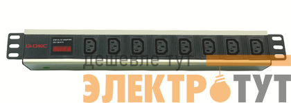 Блок розеток 8-м 10А IEC 60320 C13 для 19дюйм шкафов амперметр DKC R519IEC8AMC14