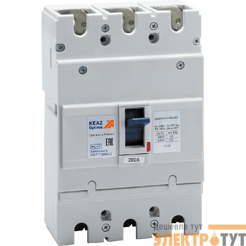 Выключатель автоматический 3п 200А 18кА OptiMat E250L200 УХЛ3 КЭАЗ 100011