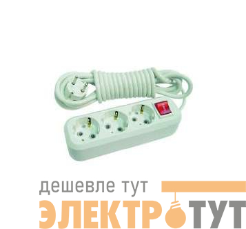 Удлинитель 3х5м с заземл. 16А IP20 с выкл. пластик. Makel MGP214