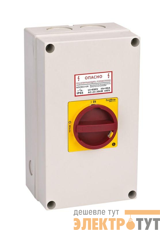 Выключатель-разъединитель главный аварийный 3п 100А IP65 закрытого исп. с замком SE MSD100311R