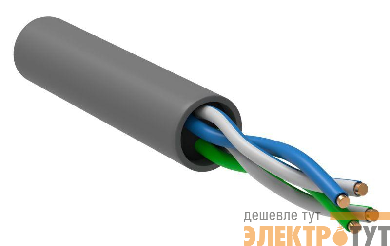 Кабель витая пара U/UTP кат.5E 2PR 24 AWG PVC 1м сер. РФ (уп.100м) GENERICA BC1-C5E02-111-100-R-G