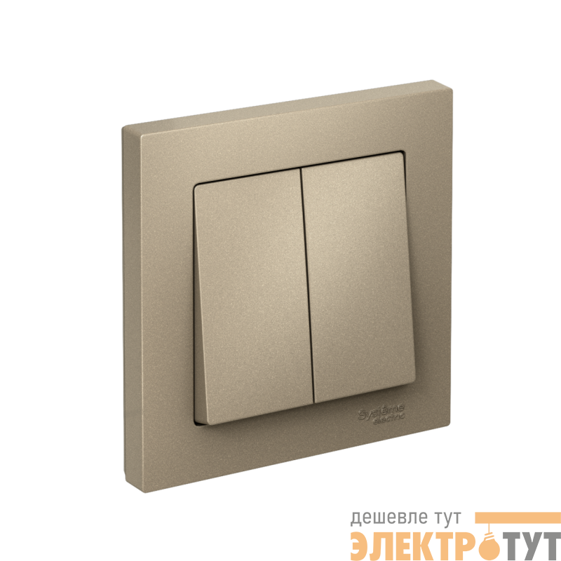 Выключатель 2-кл. СП AtlasDesign 10А IP20 (сх. 5) 10AX в сборе шампань SE ATN000552