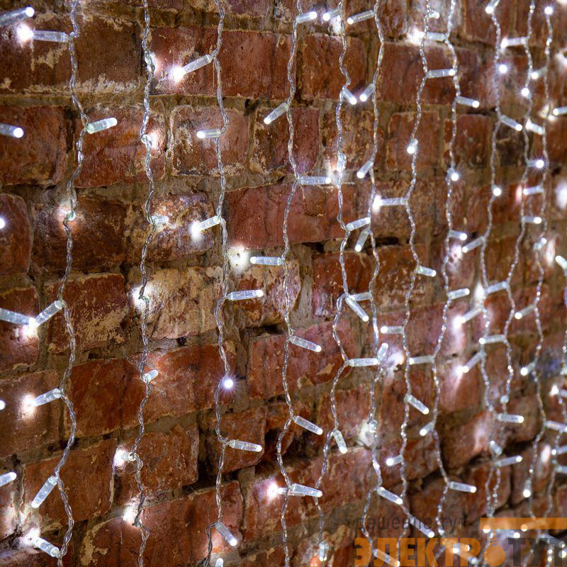 Гирлянда светодиодная "Светодиодный Дождь" 2х1.5м 300LED бел. 23Вт 230В IP65 постоян. свечение провод прозр. Neon-Night 235-305