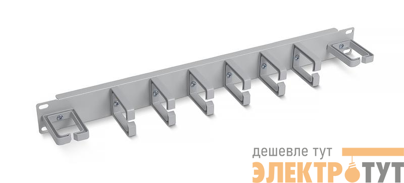 Органайзер кабельный горизонтальный 19дюйм 1U JB08-1U-PR-GY 8 пластиковых колец метал. сер. (RAL7035) Cabeus 10629c