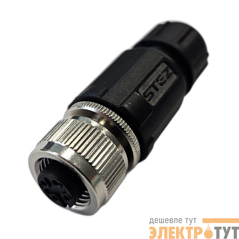 Разъем М12 4A гнездовой пайка пластик. прямой резьба PG7 каб. часть СЦМ120021-04A СТЭЗ 185200155