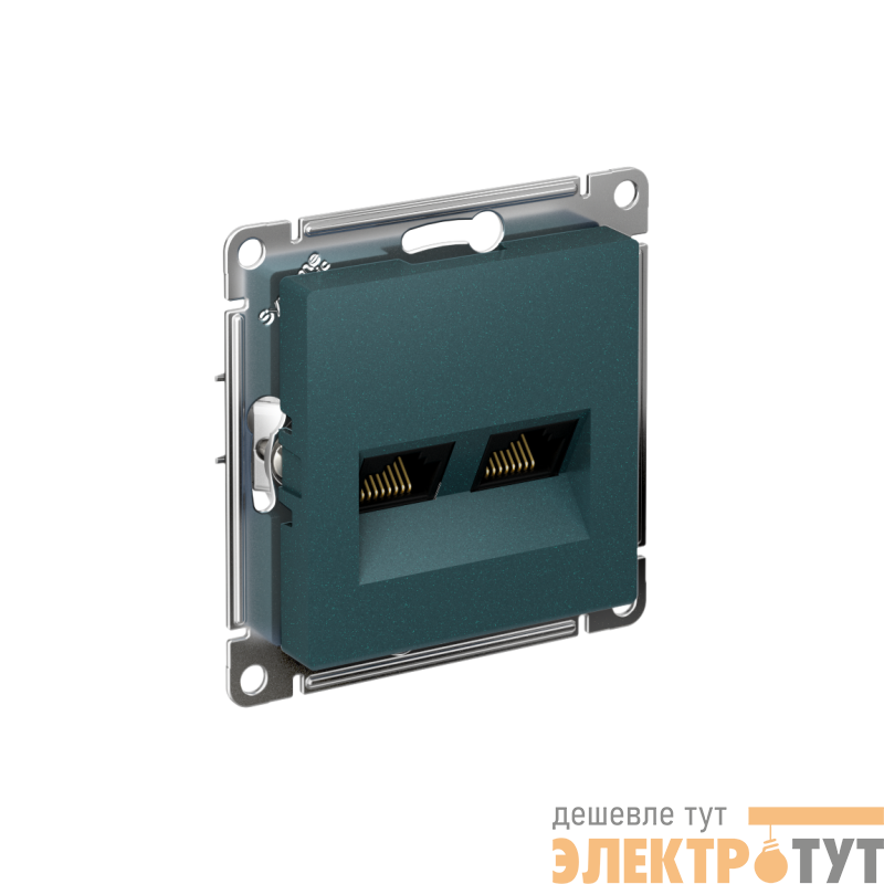 Розетка компьютерная 2-м AtlasDesign RJ45 кат.5E механизм изумруд SE ATN000885