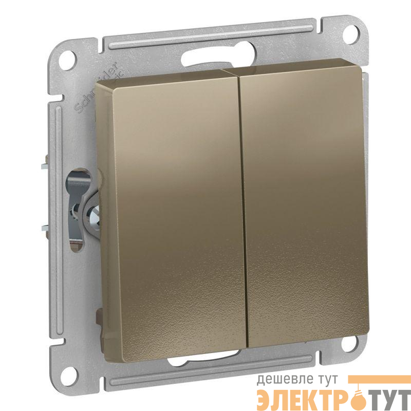 Выключатель 2-кл. AtlasDesign (сх. 2) 10А с самовозвратом механизм шампань SE ATN000517