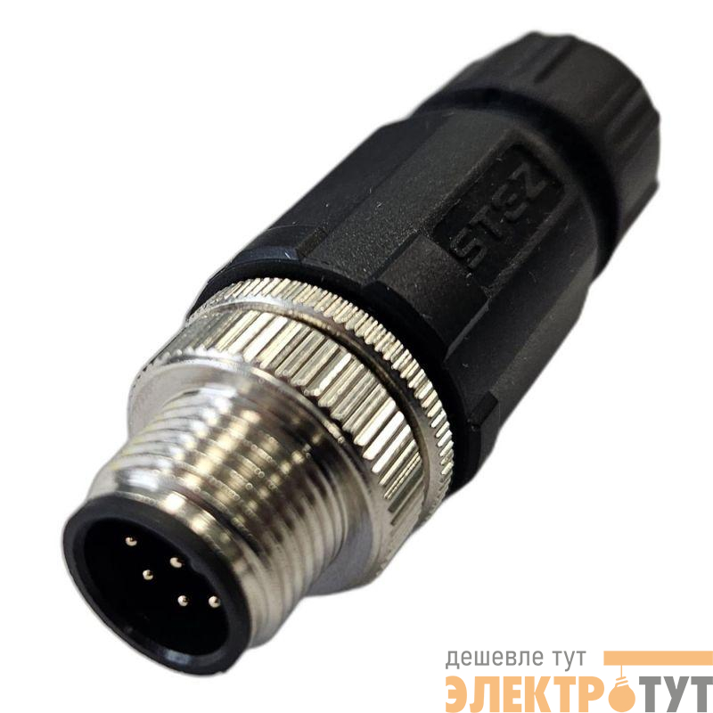 Разъем М12 8A штыревой пайка пластик. прямой резьба PG7 каб. часть СЦМ120022-08A СТЭЗ 185200166