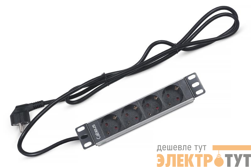 Блок евророзеток для 10дюйм шкафов PDU-4P-2EU горизонт. 4 розетки 16А без выключателя алюм. корпус шнур 2м вилка немецкий стандарт Cabeus 7981c