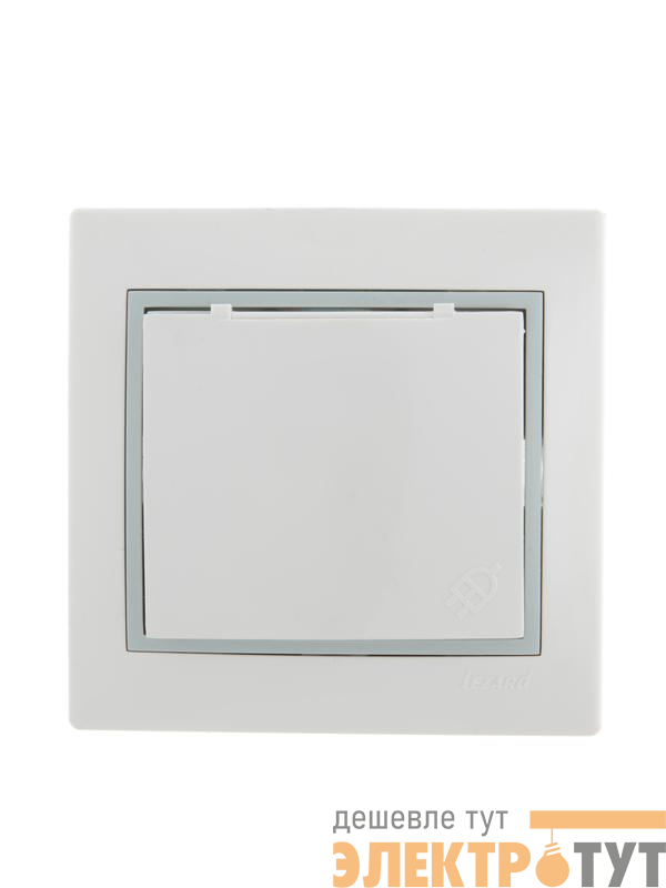 Розетка 1-м СП Mira 16А IP20 с заземл. с защ. крышкой с сер. вставкой керамика бел. LEZARD 701-0215-123