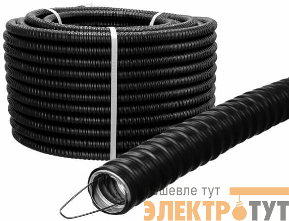 Металлорукав в ПВХ изоляции Р3-ЦПнг 15 черн. (уп.50м) TOKOV ELECTRIC TKE-MR-PVC-15-50-C05