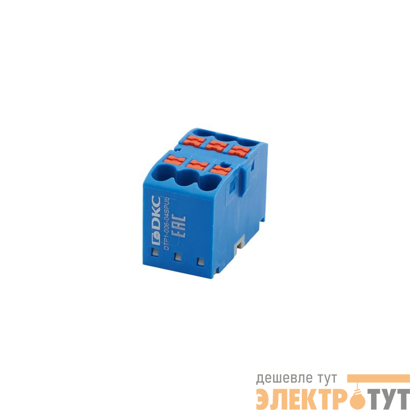 Блок распределительный зажим push-in 6 точек подключения 2.5кв.мм син. DKC DTP1-006-04SPUB