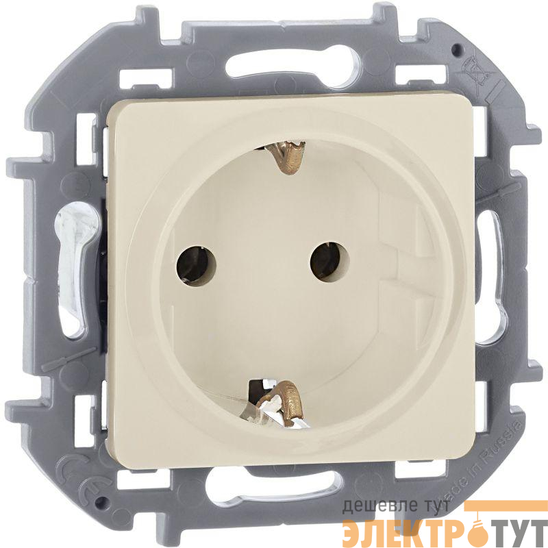 Розетка 1-м СП Inspiria 16А IP20 250В 2P+E защ. шторки немецк. стандарт механизм сл. кость IEK 673731