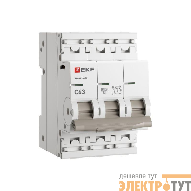 Выключатель автоматический модульный 3п C 63А 4.5кА ВА 47-63N PROxima EKF M634363C