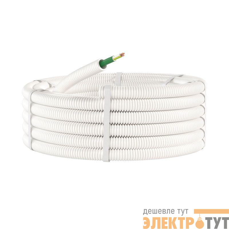 Труба гофрированная ПЛЛ гибкая d25мм безгалоген. (HF) с кабелем ППГнг(А)-FRHF 3х1.5 РЭК ГОСТ+ бел. (уп.50м) DKC 8L82550FRHF