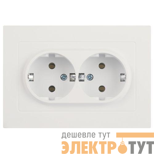 Розетка 2-м СП Accent 6-205-01М 16А IP20 250В 2P+E Schuko AL/CU бел. матов. Intro Б0063487