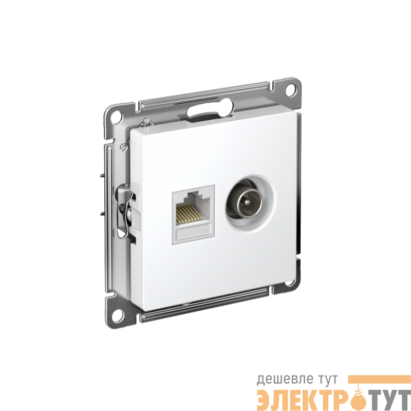 Розетка компьютерная + телевизионная 2-м СП AtlasDesign RJ45 кат.5E + TV механизм лотос SE ATN001389