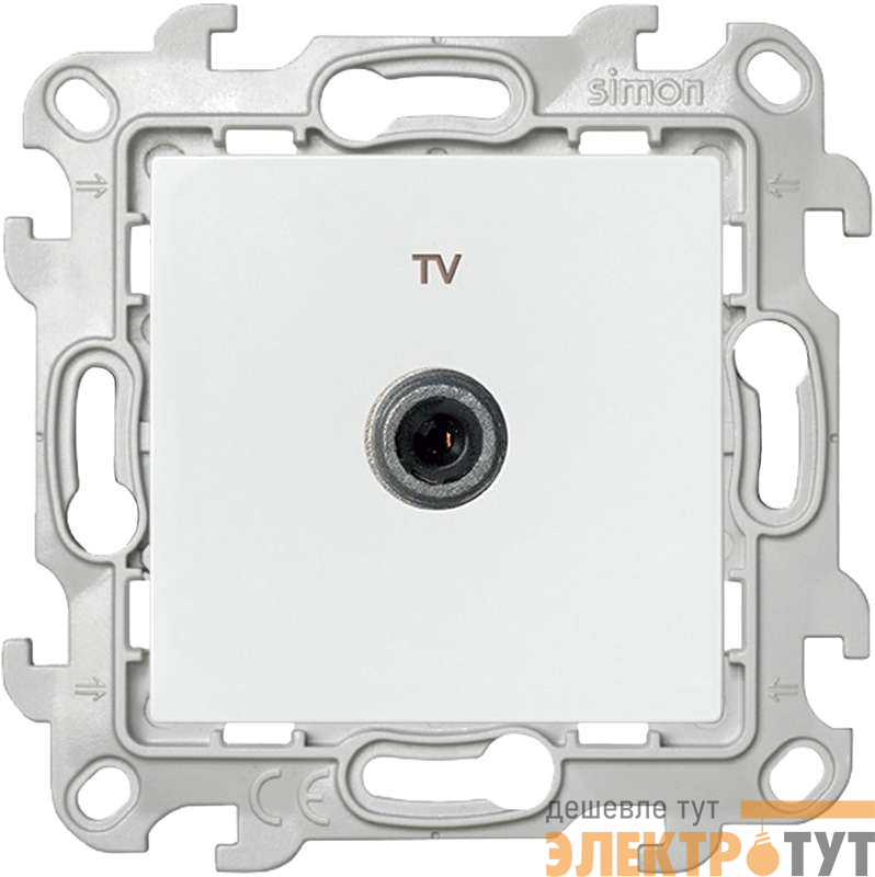 Розетка телевизионная одиночная TV СП Simon 24 IP20 механизм бел. Simon 2450477-030
