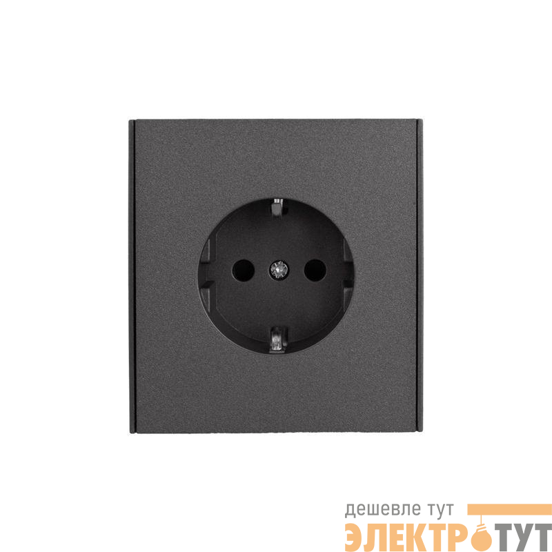 Розетка 1-м СП STRONG MIELE 16А с заземл. защ. шторки графит Kranz KR-78-0701-6