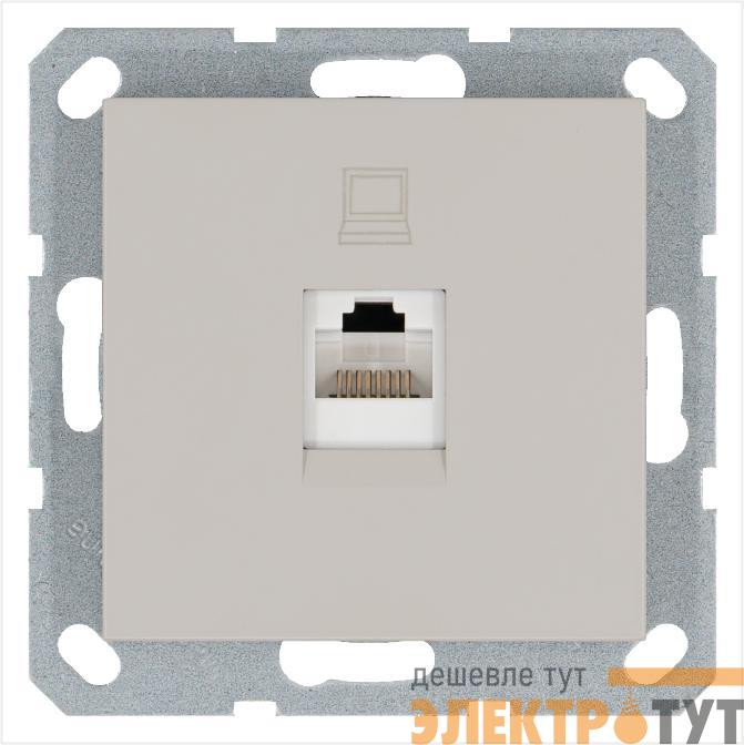 Розетка компьютерная 1-м RJ45 IP20 кат. 5E механизм тауп Jasmart G6105T