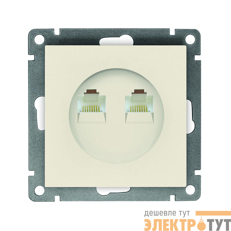 Розетка компьютерная 2-м СП Афина RJ45 кат.5E механизм сл. кость (ivory) Universal A1086-I