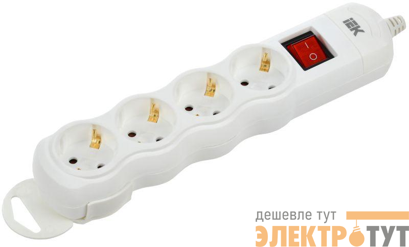 Колодка удлинителя 4-мест. с заземл. с выкл. РПр04В IEK WYP10-D-KP-16-04-ZKS-K01