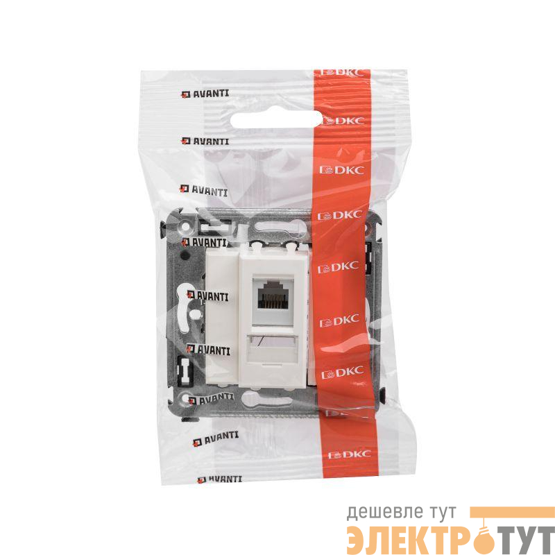 Розетка телефонная 1-м СП Avanti "Белое облако" DKC 4400313