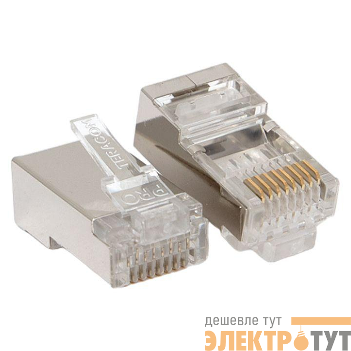 Коннектор RJ45 (8P8C) кат.6 экранир. 30мкд (уп.20шт) TERACOM PRO EKF TRP-PLUG-6FTP-20