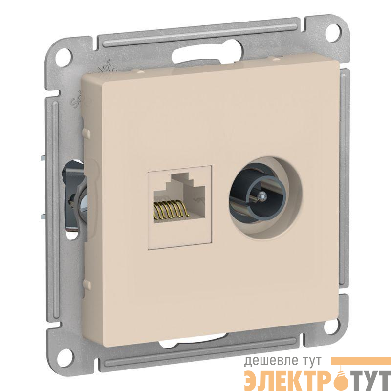 Розетка компьютерная + телевизионная 2-м AtlasDesign RJ45 кат.5E + TV механизм беж. SE ATN000289