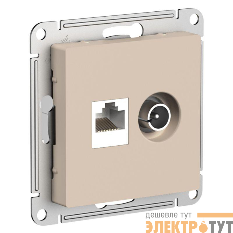 Розетка компьютерная + телевизионная 2-м AtlasDesign RJ45 кат.5E песочн. SE ATN001289