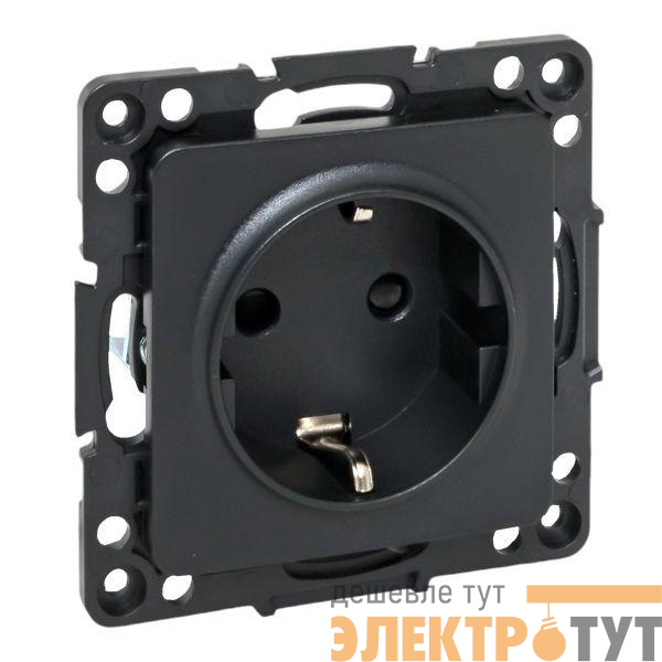 Розетка 1-м СП Стокгольм 16А IP20 с заземл. защ. шторки механизм черн. PROxima EKF EZR16-028-10