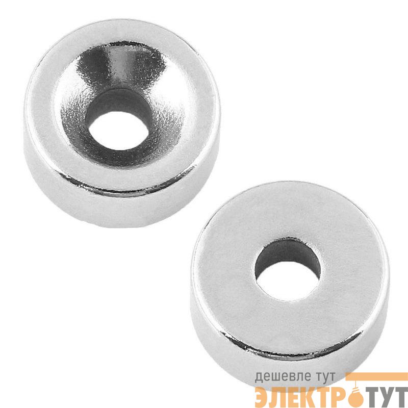 Магнит неодимовый диск 10х3мм с зенковкой 7х3.5мм (блист.6шт) Rexant 72-3601