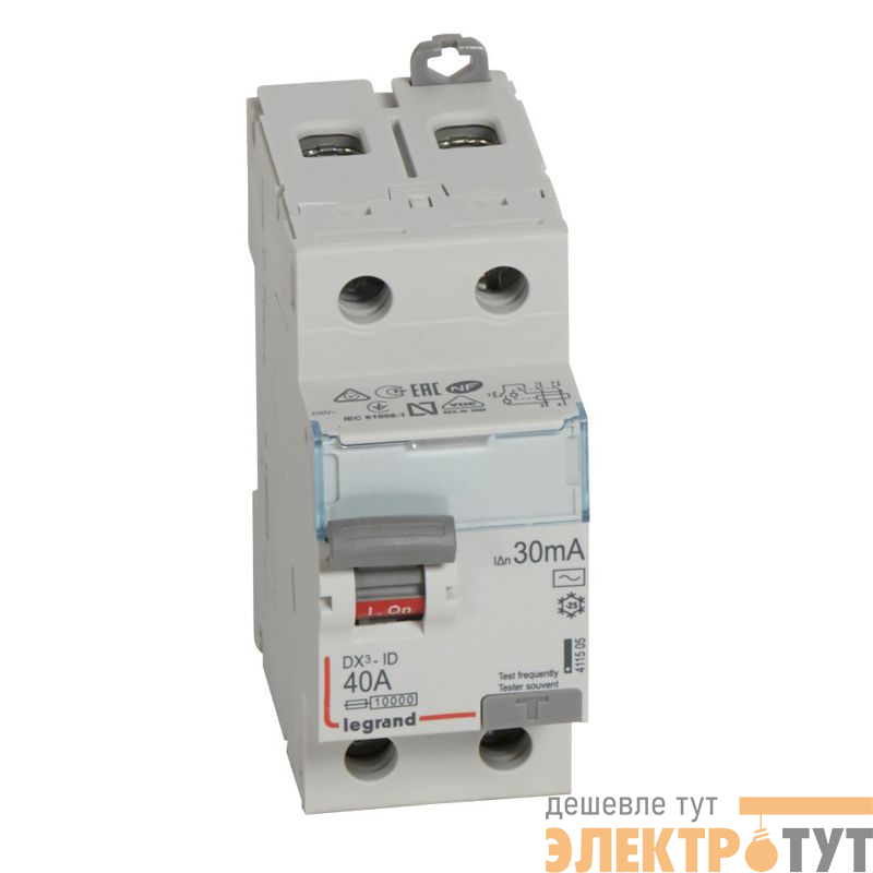 Выключатель дифференциального тока (УЗО) 2п 40А 30мА тип AC DX3 ИЭК Leg 411505