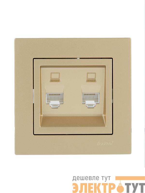 Розетка компьютерная двойн. VESNA зол. LEZARD 742-3688-141