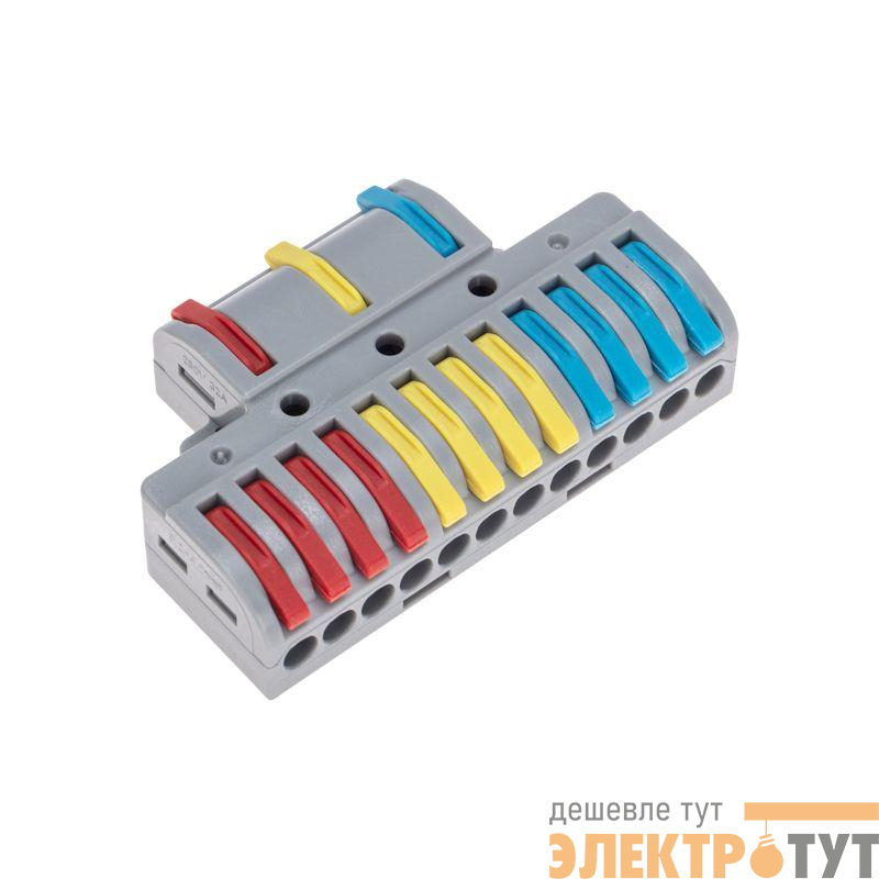 Клемма СМК 3х4 проходная разветвительная 3 полюса с монтажной площадкой (1 ввод 4 вывода на полюс) Rexant 07-5248