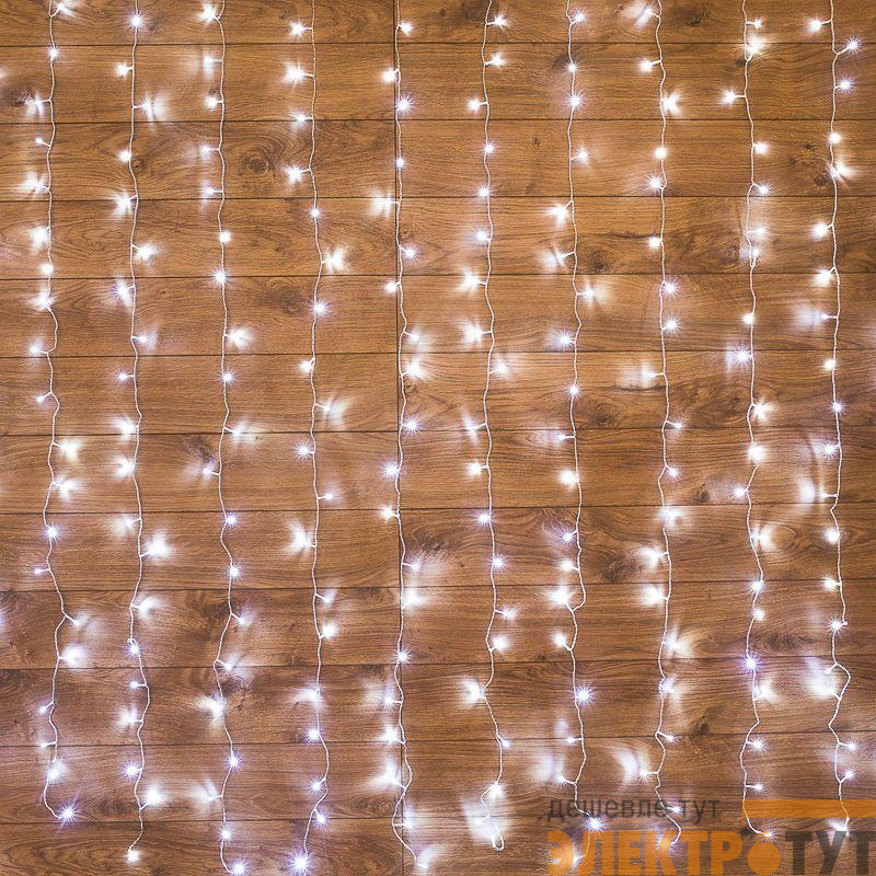 Гирлянда светодиодная "Светодиодный Дождь" 3х2м 240LED бел. 12Вт 230В IP20 свечение с динамикой провод прозр. Neon-Night 235-091