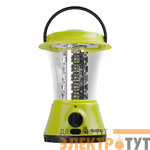 Фонарь аккумуляторный кемпинговый AccuF5-L36-gn 36SMD 2 режима: 100проц. 2ч/10проц. 16ч аккум. 1.6А.ч индикатор зарядки диммер зел. ФАZА 2851000