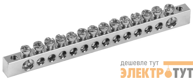 Шина PEN "земля-ноль" 6х9мм 14/2 Ni (14групп/крепеж по краям) IEK YNN11-14-100-N