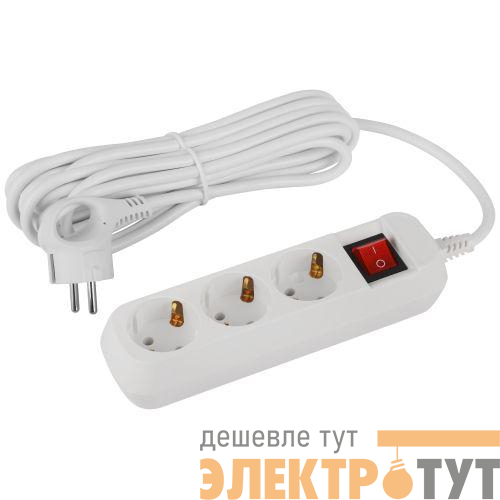 Удлинитель 3х5м с заземл. с выкл. ПВС 3х1 UDL-16-350-ES Greenline Эра Б0065066