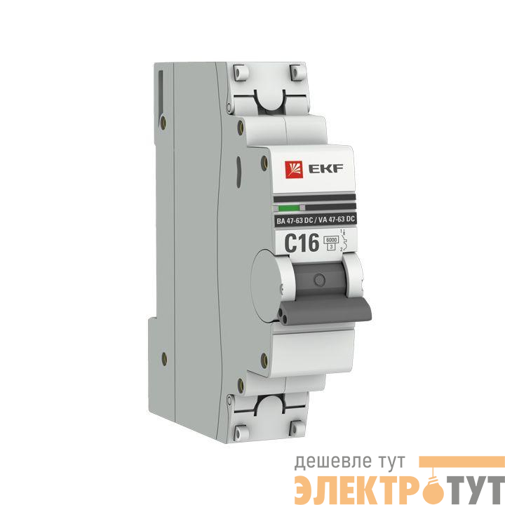 Выключатель автоматический модульный 1п C 16А 6кА ВА 47-63 DC PROxima EKF mcb4763-DC-1-16C-pro