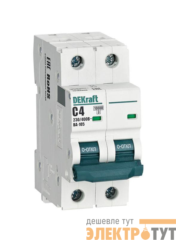 Выключатель автоматический модульный 2п C 4А 10кА ВА-105 DEKraft 13162DEK