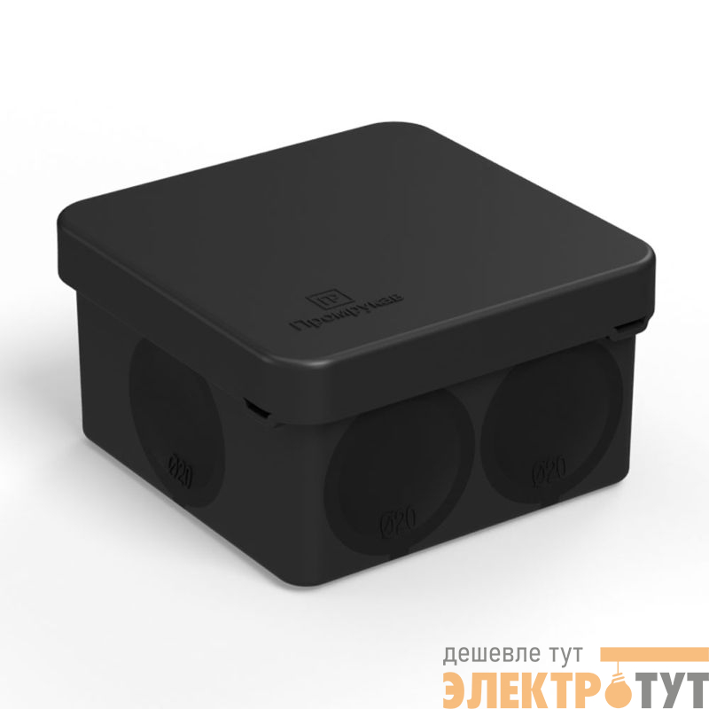 Коробка распределительная ОП 70х70х40мм двухкомпонентн. безгалоген. (HF) для прямого монтажа черн. Промрукав 60-0200-9005