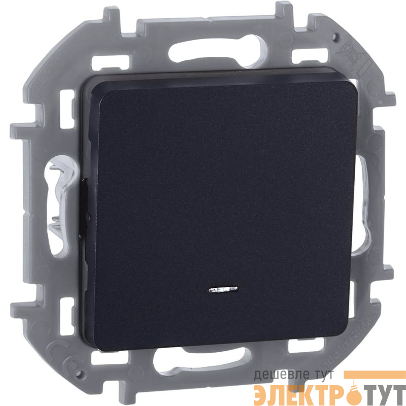 Переключатель 1-кл. Inspiria 10А IP20 250В 10AX с подсветкой/индикацией механизм антрацит IEK 673663