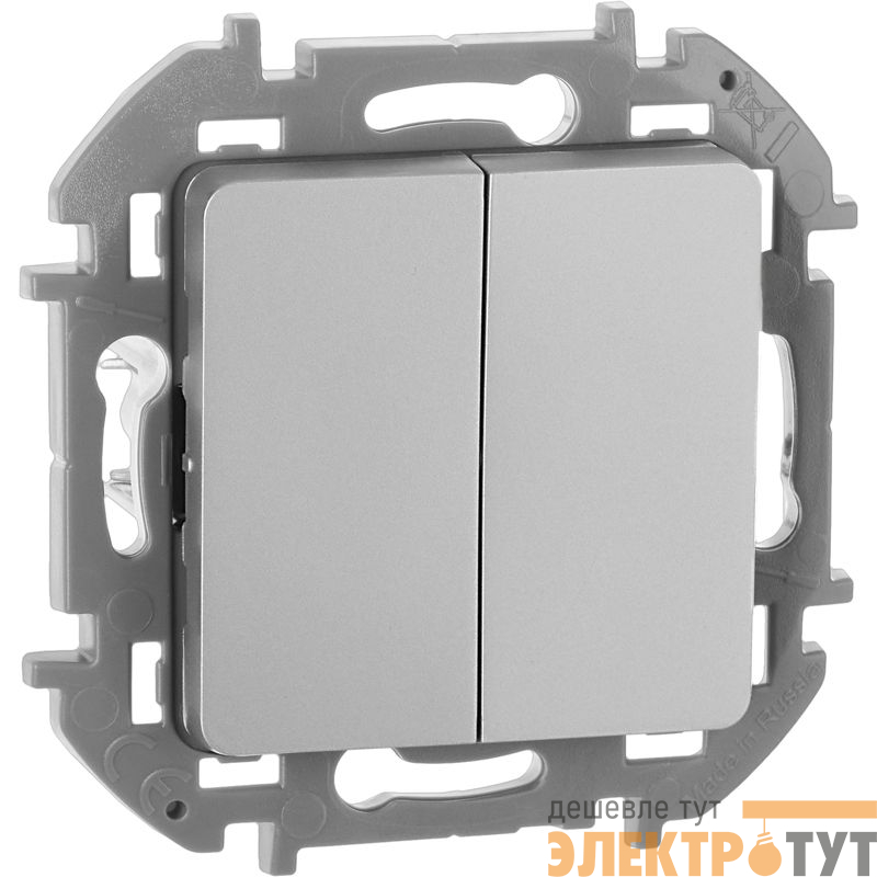 Выключатель 2-кл. 1п 1мод. СП Inspiria 10А IP20 250В 10AX механизм алюм. IEK 673622